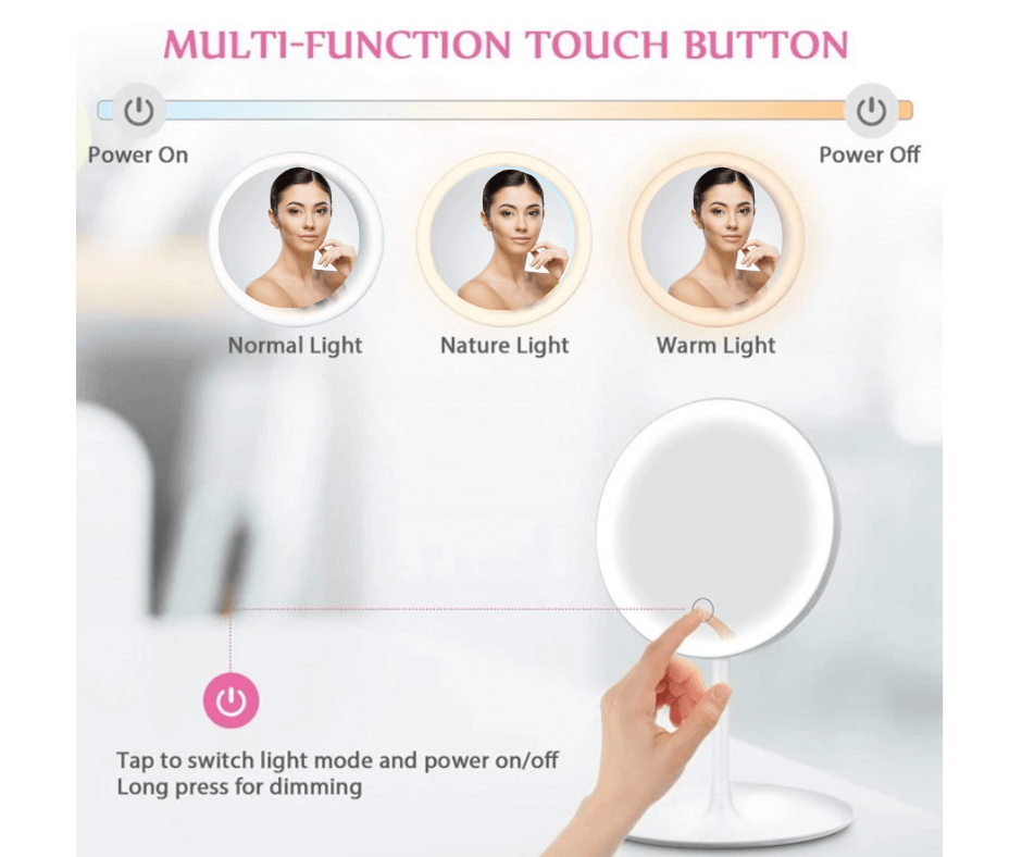 LED Makeup Mirror Rechargeable with 3 Lights